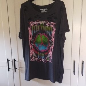 Fleetwood Mac Graphic Short Sleeve Tee - Black with Pink & Green Print